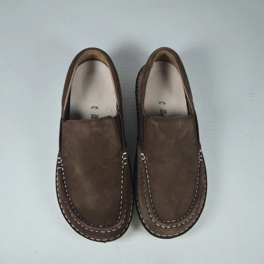 Birkenstock Unisex Duma Brown Leather Slip-On Loafers Size EU 38 Reg US W7 M5